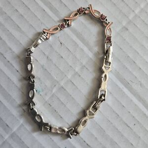 Avon Breast Cancer Crusade Tennis Bracelet Light Pink Rhinestone